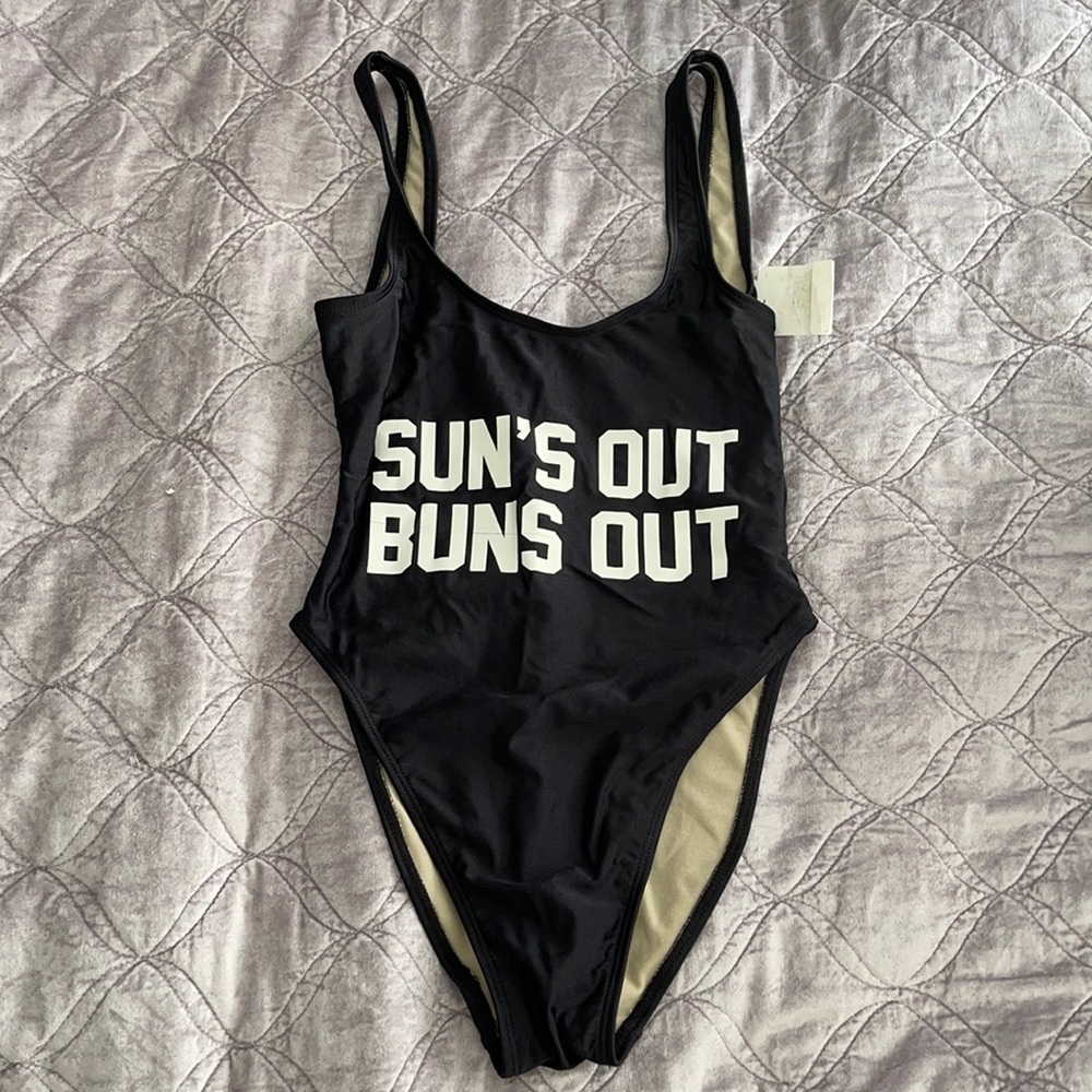 NWT black one piece SUNS OUT BUNS OUT